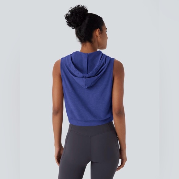 Halara Blue Sleeveless Cropped Hoodie Tank | NWT Size M - Picture 4 of 15